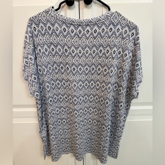 Orvis Blue and White Diamond Pattern Short Sleeve Top size XXL - Picture 7 of 7